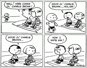First Peanuts comic strip in 1950