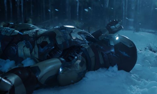 Iron Man 3 crash landed in the snow