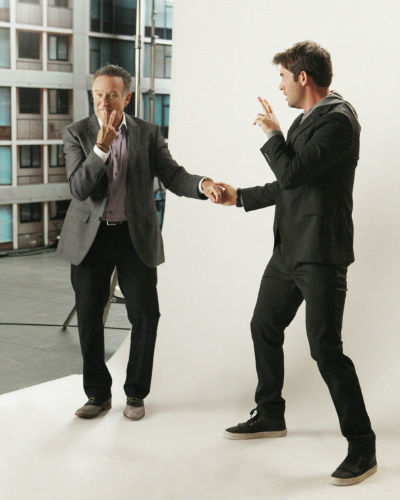 Williams largely sticks to the script according to the show's creator David E Kelley but when he riffs it's usually with Paul Wolk who looks to be having a ball with the master of comedy improv (image via cbs.com)