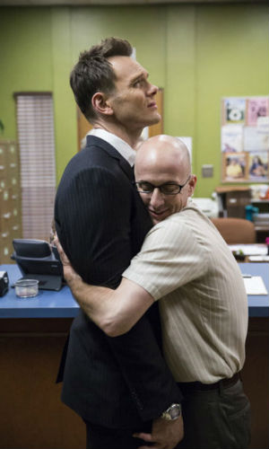 The great simmering love affair between Jeff Winger (Joel McHale) and the Dean (Jim Rash) continues ... well at least in the Dean's mind as least (image via hitfix.com)
