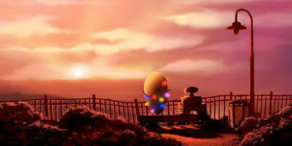 Pixar: Wall-E and EVE (image via Facebook)
