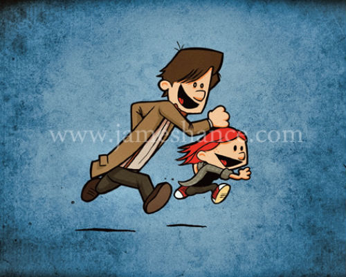 Calvin and Hobbes meets Doctor Who (image via jameshance.com (c) James Hance)