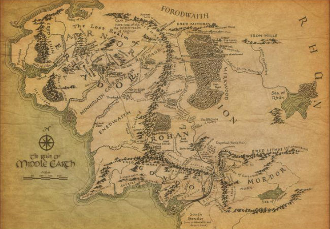 A map of Middle Earth (image via blastr.com)