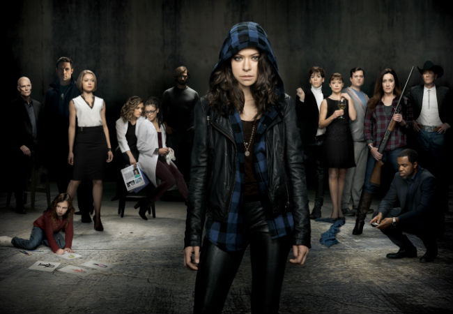 The impressively large cast of Orphan Black season 2, mostly composed of Tatiana Maslanly (image via TVLine)