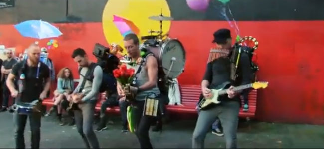 Coldplay in full musical flight, the joy and fun contagious, their fans thrilled to have them so close by (image via YouTube)