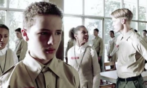 Matt Mason holds his tongue and bides his time as other less temperate kids lose their cool and refuse to toe the Espheni line (image via Science Fiction.com (c) TNT)