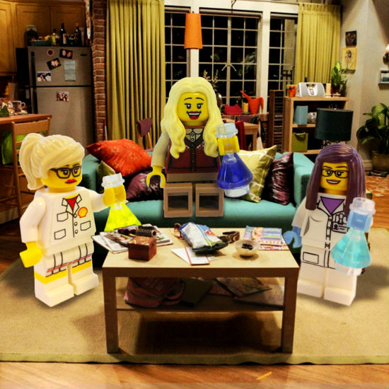 Girls' night out on The Big Bang Theory (image via and (c) Lego Stories Tumblr blog)