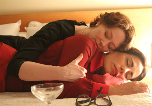 After a night of celebrating her Pulitzer Prize at an official function in Rio - Bishop was, and remains popular in Brazil to a degree not matched by her domestic popularity - Elizabeth finally tells Lota she loves her, albeit when the latter is asleep, naturally failing to hear this rare declaration form the emotionally-starved American poet (image via Apple trailers - Photo credit: Lisa Graham 2012 © L.C. Barreto)