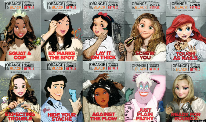 Disney Princesses in the Slammer (image (c) Maria Bayley via Huffington Post)
