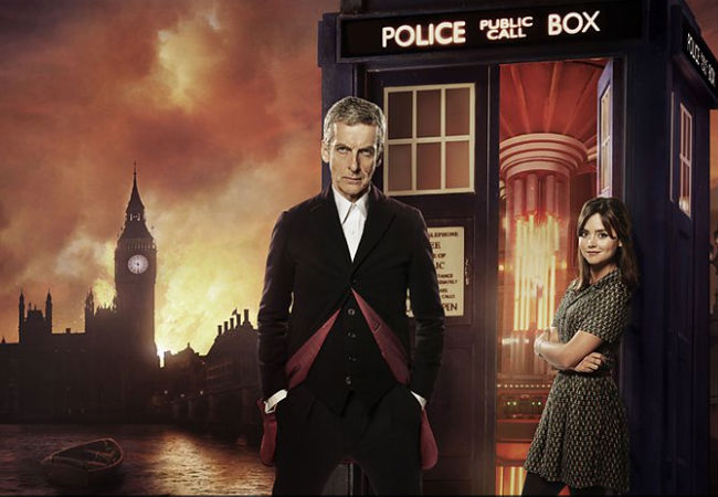 The new Doctor (Peter Capaldi) and companion Clara Oswald (Jenna Coleman) find themselves in Victorian England dealing with dinosaurs and cyborg gents oh my! (image via official Doctor Who site (c) BBC)