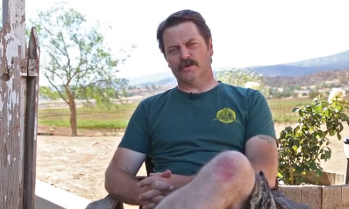 Nick Offerman delivers Reddit's impressively insightful Shower Thoughts with all the Ron Swanson gravitas he can manage ... which is quite a lot since he is, you know, Ron Swanson (image via YuoTube (c) Mashable/Reddit)
