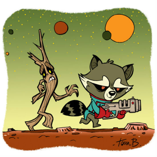 Tom Bancroft's rendering of Groot and Rocket is all kinds of Calvin and Hobbes-ish brilliant (c) Tom Bancroft via DeviantArt)