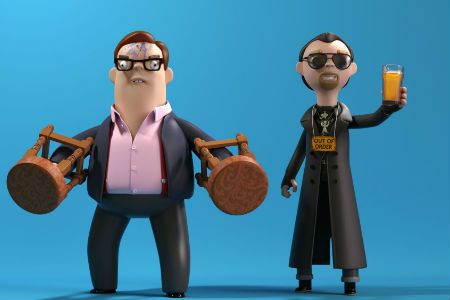 Andy and Gary in fine form, defending themselves and the pubs of their youth from an unexpected alien threat (image via and (c) Evil Corp)