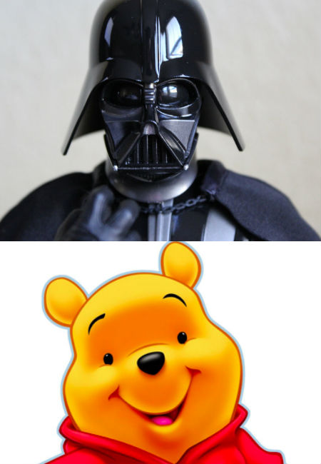 Darth Vader with the voice of Winnie the Pooh? Yes please! (images via Fact Fiend and Disney Wikia (c) Lucasfilm/Disney)