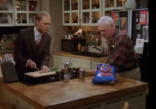 Niles think he's high, Martin actually is and in the massive disconnect that results, much thigh-slapping fun is had (image via YouTube)