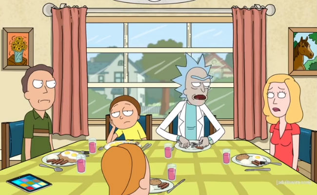 The gloriously dysfunctional cast of characters from Adult Swim's Rick and Morty (image via YouTube (c) Adult Swim)