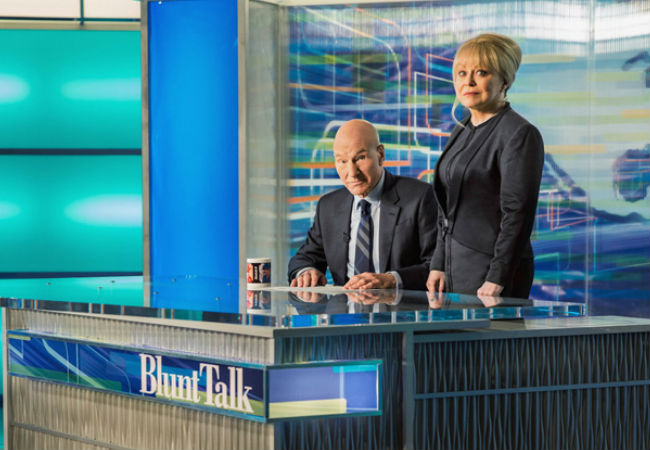 Patrick Stewart and Jacki Weaver star in Blunt Talk (image via Coming Soon (c) Starz)