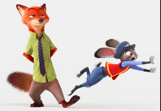 Nick Wilde trips up Officer Judy Hopps in the teaser trailer for Zootopia where everything is perfect ... AND not so perfect all at once (image via Disney wiki (c) Disney)