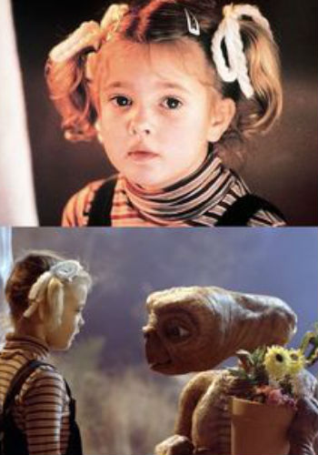 Drew Barrymore in the role as Gertie in E.T. that starts off her movie career, the friendship of Laura and Esther and their religious homage to her (image via and (c) Fame Images)