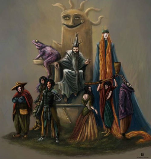 “Sketch of the King and his Royal Court, partly inspired by descriptions from The Exploits of Moominpappa: ‘Everything became large and tremendous, and strange. There are so many possibilities that one’s neck bristles rise when one tries to imagine them all–and in the midst of them I am sitting.’” (image via io9 (c) Ingela Hallberg)