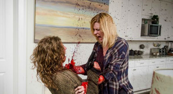 Jessie went all full metal jacket on a Wolf who broke into her home, surprising herself and son Ron with her willingness to do what it took to stay alive ((image via Vavel (c) AMC)