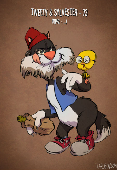 Tweety and Sylvester (image (c) Andrew Tarusov via Mashable)