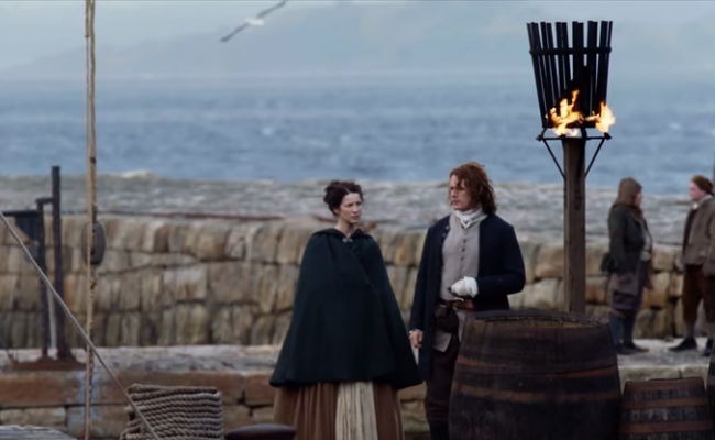 Claire and Jamie have high hopes they can change the future but is such a thing even possible? (image via YouTube (c) Starz)