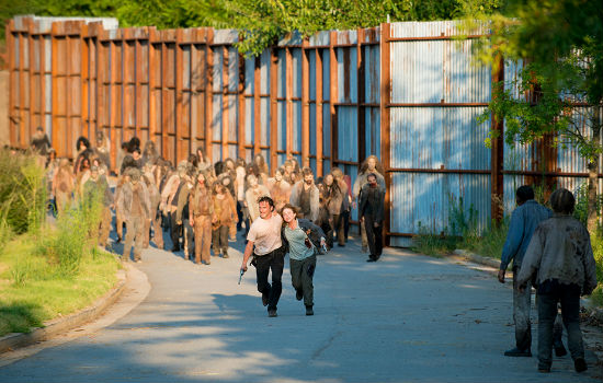 While Rick admired Deanna's commitment to physical fitness, he wished, not for the first time, that she wouldn't insist on a brisk run with the nearest walker herd (image courtesy AMC)