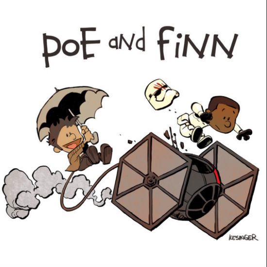 #finn and Poe's escape from the star destroyer did not go as smoothly as planned. #calvinandhobbes #starwars #mashup (copy and text (c) Brian Kesinger)