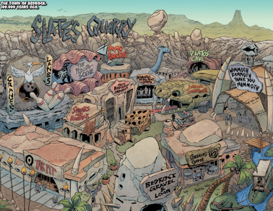 "From the town of Bedrock ..." (image via io9 (c) DC Comics)