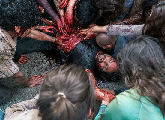 Having a few friends over for dinner during the zombie apocalypse is a good way to keep some normalcy in an abnormal situation (image courtesy AMC)