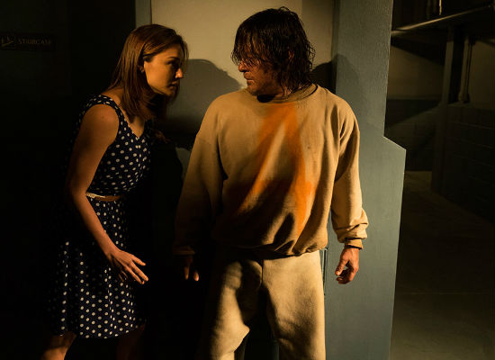 Sherry tries on a number of occasions to convince Daryl to give in,, not out of loyalty to Negan but simply because she fears what will happen to him if he refuses to kowtow (image courtesy AMC / Gene Page)