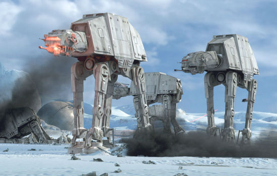 Giant ATAT walkers in action for the Hoth battle sequence is Star Wars: Episode V - The Empire Strikes Back (1980) © LucasFilm Ltd